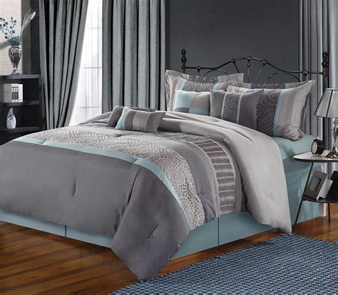 cheap bedspreads that are gray and blue
